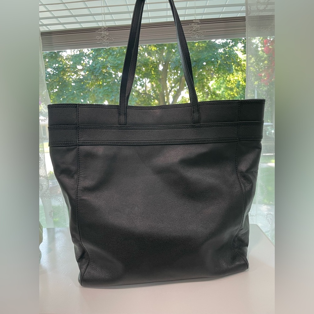 Kate Spade Black Leather Tote Bag ♠️ | Large Laptop Work Purse - Picture 2 of 5